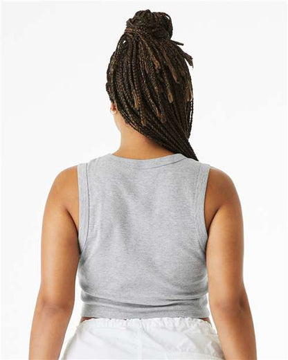 BELLA+CANVAS 1013 Women's Micro Rib Muscle Crop Tank - Athletic Heather - OnModelBack
