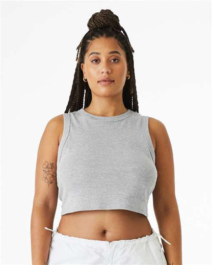 BELLA+CANVAS 1013 Women's Micro Rib Muscle Crop Tank - Athletic Heather - OnModelFront