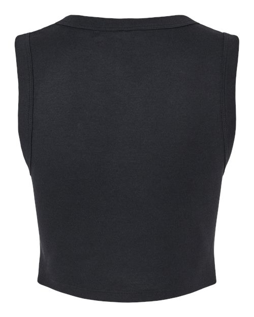 BELLA+CANVAS 1013 Women's Micro Rib Muscle Crop Tank - Solid Black Blend - Back