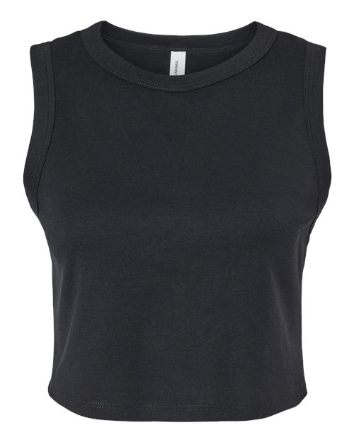 BELLA+CANVAS 1013 Women's Micro Rib Muscle Crop Tank - Solid Black Blend - Front