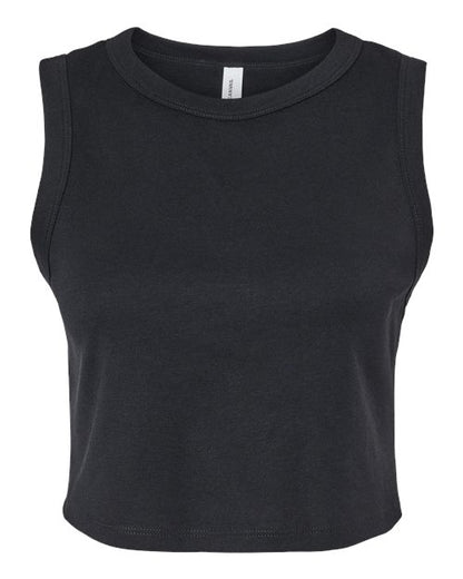 BELLA+CANVAS 1013 Women's Micro Rib Muscle Crop Tank - Solid Black Blend - Front