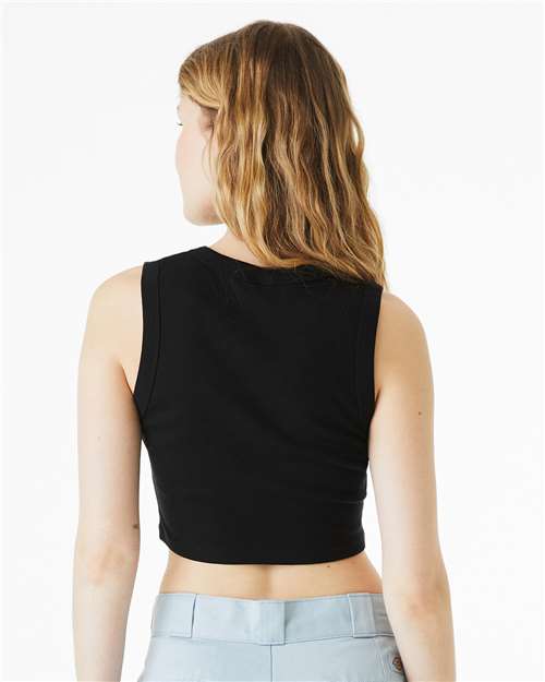 BELLA+CANVAS 1013 Women's Micro Rib Muscle Crop Tank - Solid Black Blend - OnModelBack