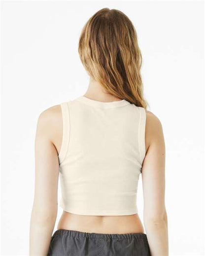BELLA+CANVAS 1013 Women's Micro Rib Muscle Crop Tank - Solid Natural Blend - OnModelBack