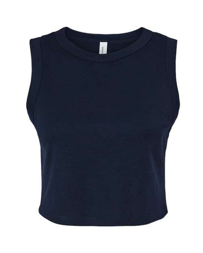 BELLA+CANVAS 1013 Women's Micro Rib Muscle Crop Tank - Solid Navy Blend - Front