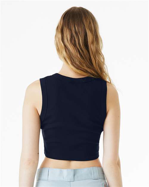 BELLA+CANVAS 1013 Women's Micro Rib Muscle Crop Tank - Solid Navy Blend - OnModelBack