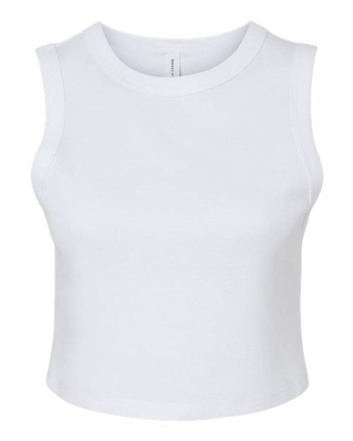 BELLA+CANVAS 1013 Women's Micro Rib Muscle Crop Tank - Solid White Blend - Front