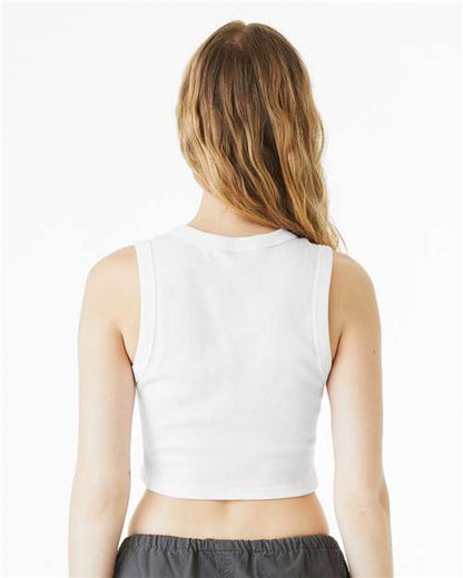 BELLA+CANVAS 1013 Women's Micro Rib Muscle Crop Tank - Solid White Blend - OnModelBack