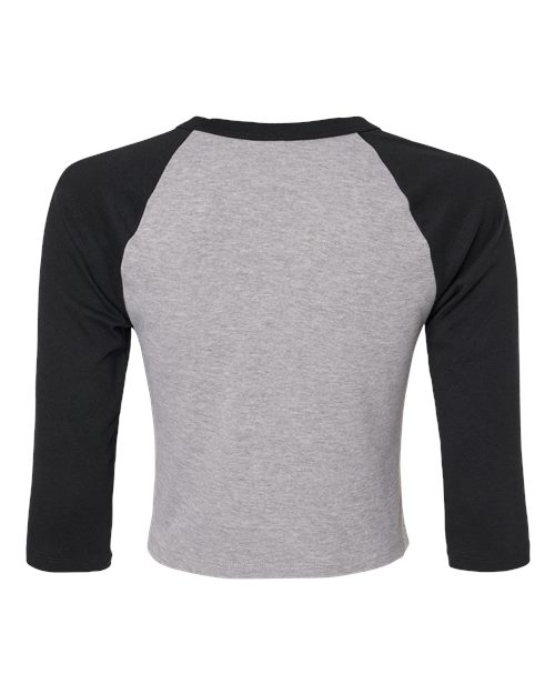 BELLA+CANVAS 1200 Women's Micro Rib Three-Quarter Raglan Sleeve Baby Tee - Athletic Heather/ Black - Back