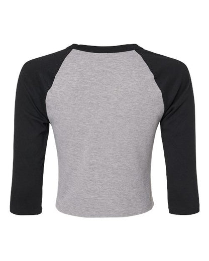 BELLA+CANVAS 1200 Women's Micro Rib Three-Quarter Raglan Sleeve Baby Tee - Athletic Heather/ Black - Back