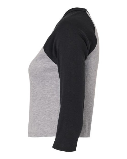 BELLA+CANVAS 1200 Women's Micro Rib Three-Quarter Raglan Sleeve Baby Tee - Athletic Heather/ Black - DirectSide