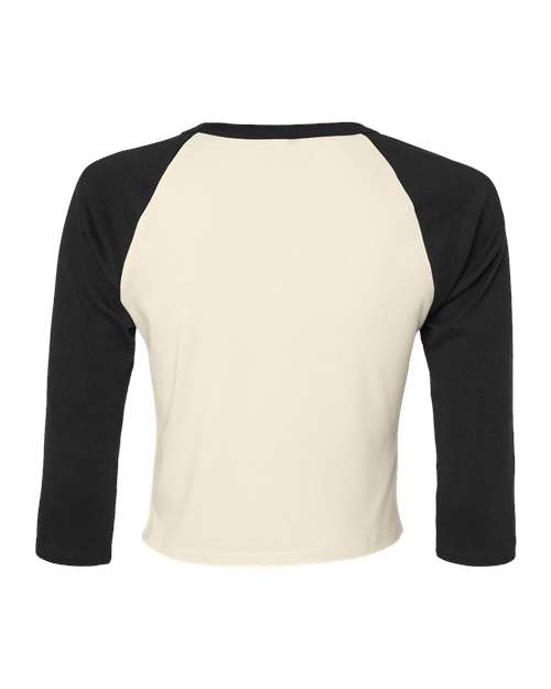 BELLA+CANVAS 1200 Women's Micro Rib Three-Quarter Raglan Sleeve Baby Tee - Natural/ Black - Back