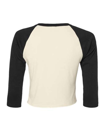 BELLA+CANVAS 1200 Women's Micro Rib Three-Quarter Raglan Sleeve Baby Tee - Natural/ Black - Back