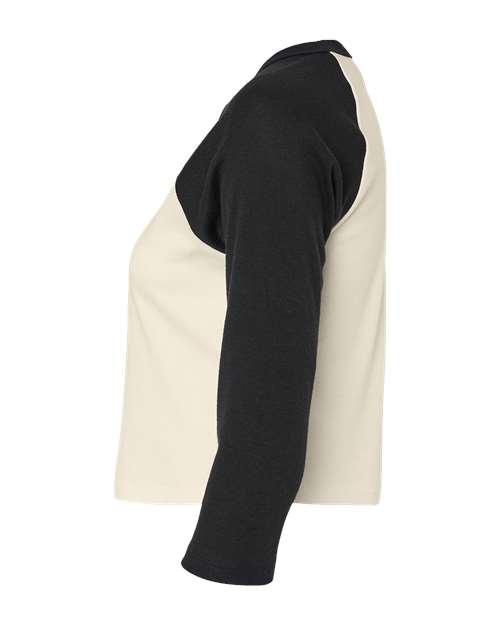 BELLA+CANVAS 1200 Women's Micro Rib Three-Quarter Raglan Sleeve Baby Tee - Natural/ Black - DirectSide