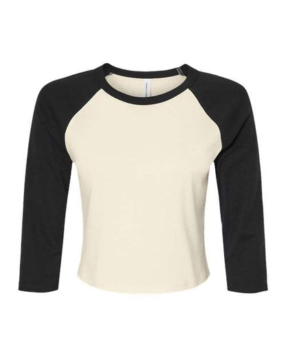 BELLA+CANVAS 1200 Women's Micro Rib Three-Quarter Raglan Sleeve Baby Tee - Natural/ Black - Front