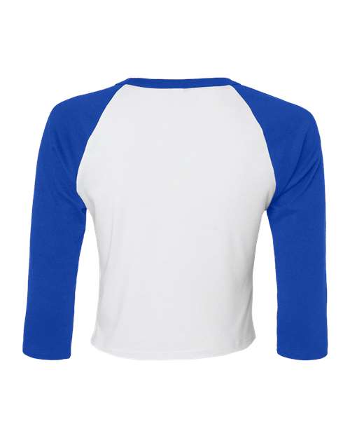 BELLA+CANVAS 1200 Women's Micro Rib Three-Quarter Raglan Sleeve Baby Tee - White/ True Royal - Back