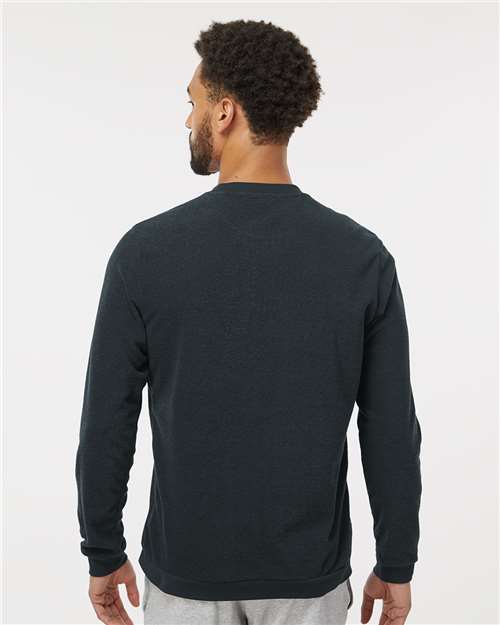 adidas A586 Men's Terry Loop Crewneck Sweatshirt - Black - OnModelBack