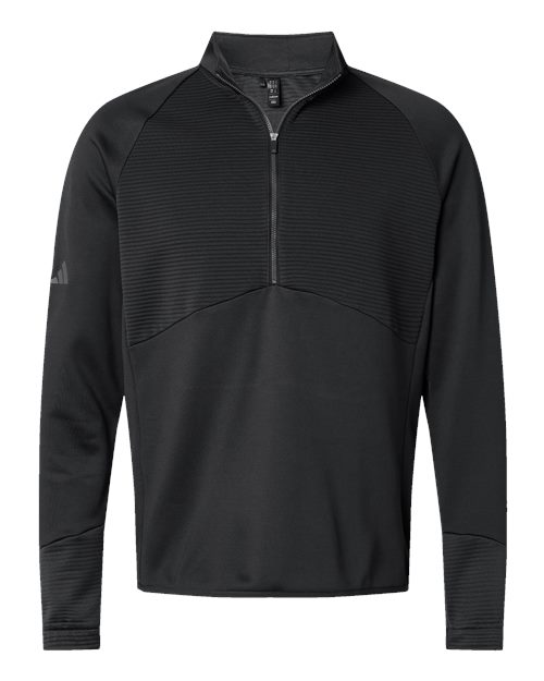 adidas A587 Men's Performance Quarter-Zip Pullover - Black - Front
