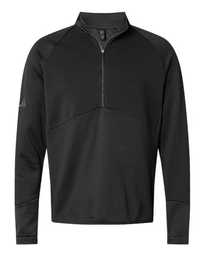 adidas A587 Men's Performance Quarter-Zip Pullover - Black - Front