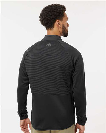 adidas A587 Men's Performance Quarter-Zip Pullover - Black - OnModelBack