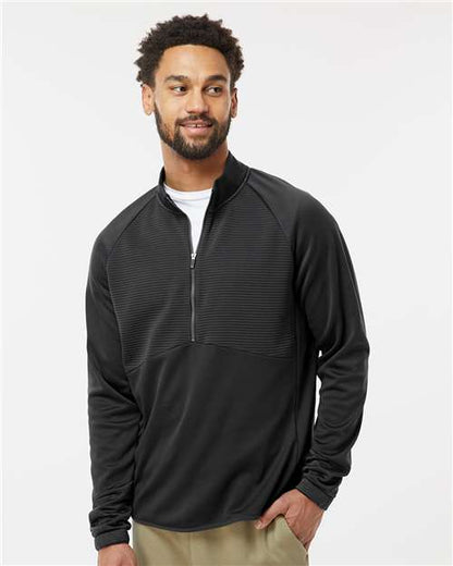 adidas A587 Men's Performance Quarter-Zip Pullover - Black - OnModelFront