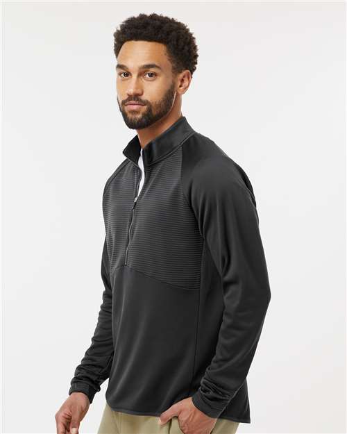 adidas A587 Men's Performance Quarter-Zip Pullover - Black - OnModelSide