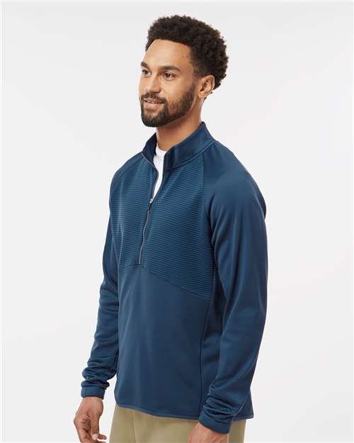 adidas A587 Men's Performance Quarter-Zip Pullover - Crew Navy - OnModelSide