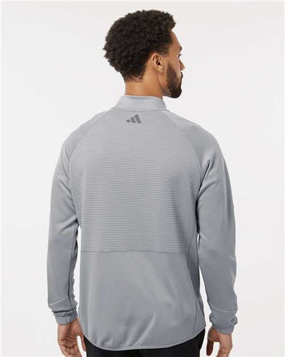 adidas A587 Men's Performance Quarter-Zip Pullover - Grey Three - OnModelBack