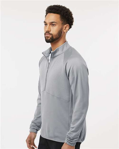 adidas A587 Men's Performance Quarter-Zip Pullover - Grey Three - OnModelSide