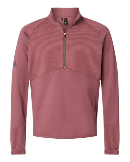 adidas A587 Men's Performance Quarter-Zip Pullover - Quiet Crimson - Front