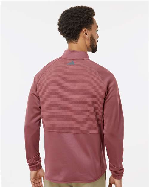 adidas A587 Men's Performance Quarter-Zip Pullover - Quiet Crimson - OnModelBack