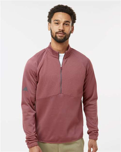 adidas A587 Men's Performance Quarter-Zip Pullover - Quiet Crimson - OnModelFront