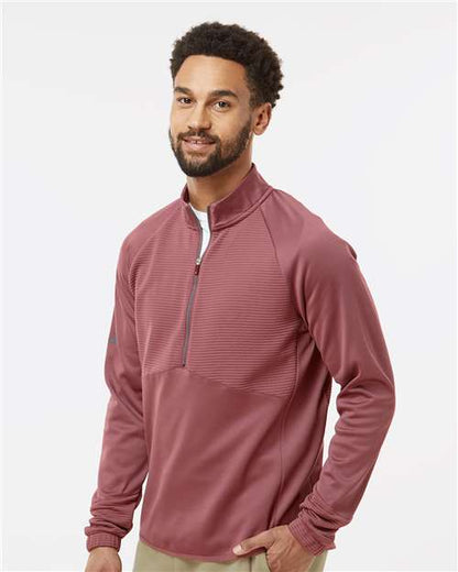 adidas A587 Men's Performance Quarter-Zip Pullover - Quiet Crimson - OnModelSide
