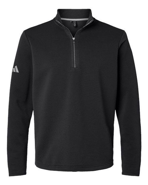 adidas A588 Men's Spacer Quarter-Zip Pullover - Black - Front