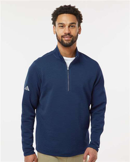 adidas A588 Men's Spacer Quarter-Zip Pullover - Collegiate Navy - OnModelFront