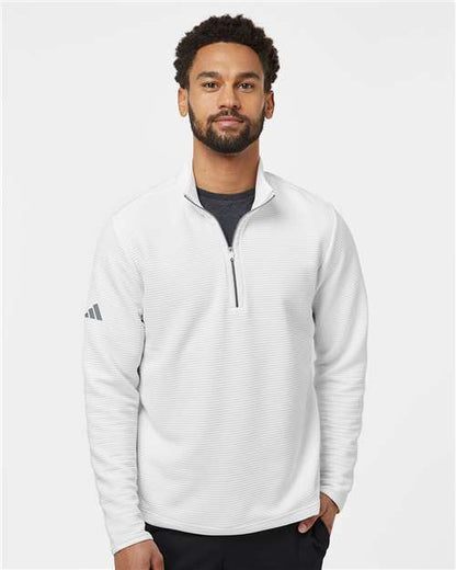 adidas A588 Men's Spacer Quarter-Zip Pullover - Core White - OnModelFront