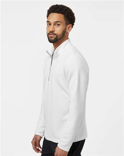 adidas A588 Men's Spacer Quarter-Zip Pullover - Core White - OnModelSide