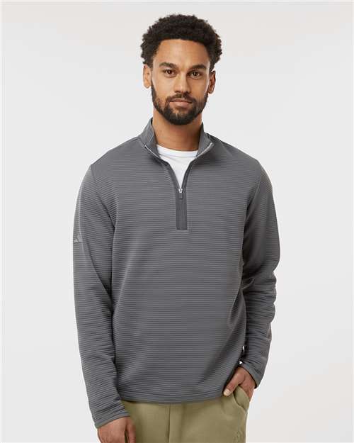 adidas A588 Men's Spacer Quarter-Zip Pullover - Grey Five - OnModelFront