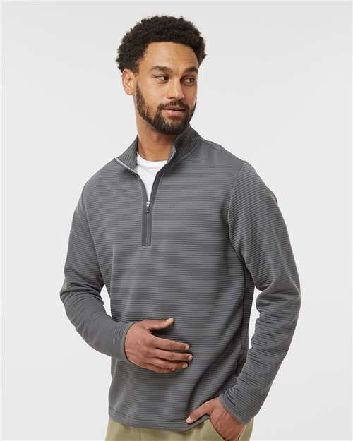 adidas A588 Men's Spacer Quarter-Zip Pullover - Grey Five - OnModelSide
