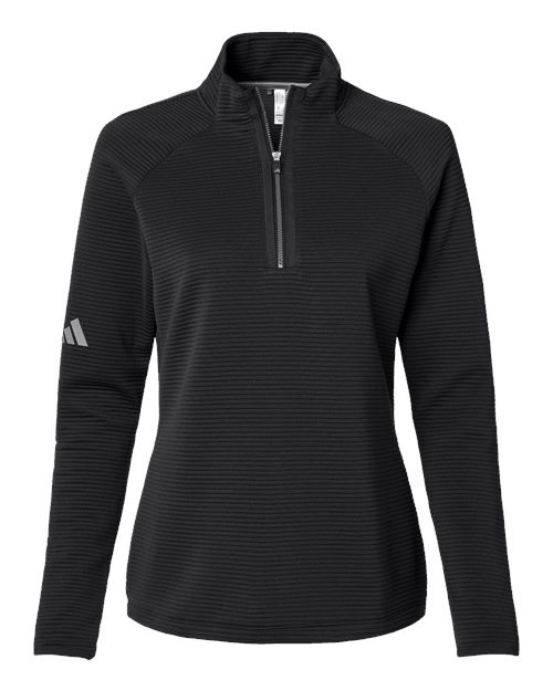 adidas A589 Women's Spacer Quarter-Zip Pullover - Black - Front