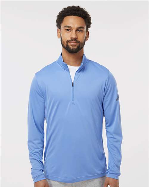 adidas A401 Men's Ultimate365 Lightweight Quarter-Zip Pullover - Blue Fusion - OnModelFront