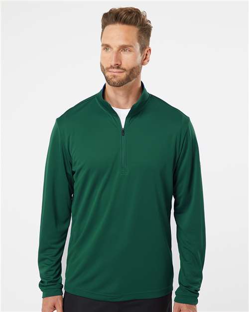 adidas A401 Men's Ultimate365 Lightweight Quarter-Zip Pullover - Collegiate Green - OnModelFront