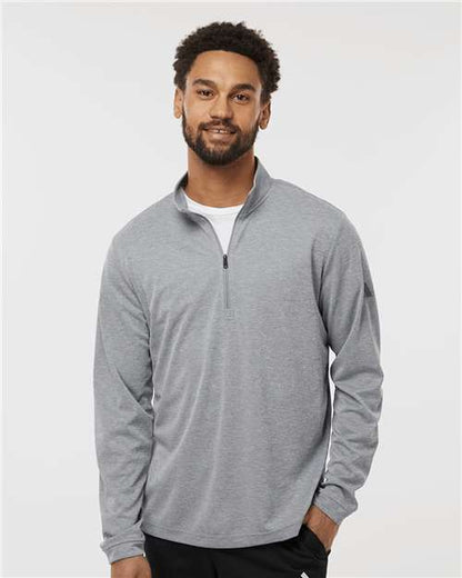 adidas A401 Men's Ultimate365 Lightweight Quarter-Zip Pullover - Grey Three Melange - OnModelFront