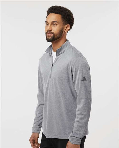 adidas A401 Men's Ultimate365 Lightweight Quarter-Zip Pullover - Grey Three Melange - OnModelSide