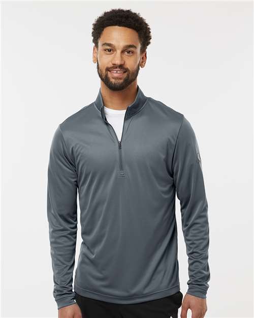 adidas A401 Men's Ultimate365 Lightweight Quarter-Zip Pullover - Onix - OnModelFront