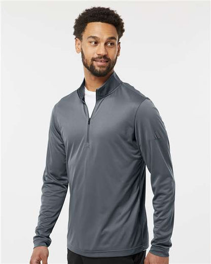 adidas A401 Men's Ultimate365 Lightweight Quarter-Zip Pullover - Onix - OnModelSide