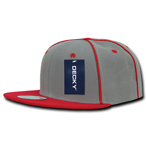 Decky-1078-6 Panel High Profile Structured Piped Snapback - Red
