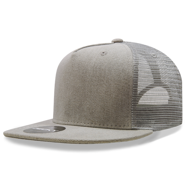 Decky-1082-5 Panel High Profile Structured Denim Trucker - Grey