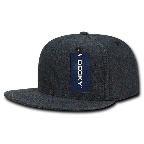 Decky-1094-6 Panel High Profile Structured Denim Snapback - BLACK