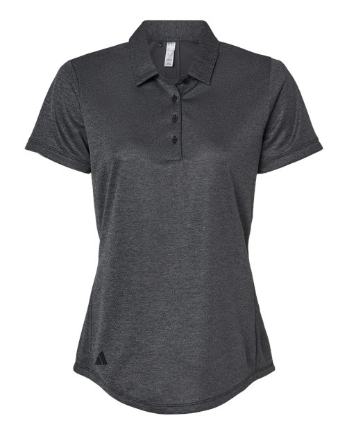 adidas A592 Women's Space Dyed Polo - Black Melange - Front