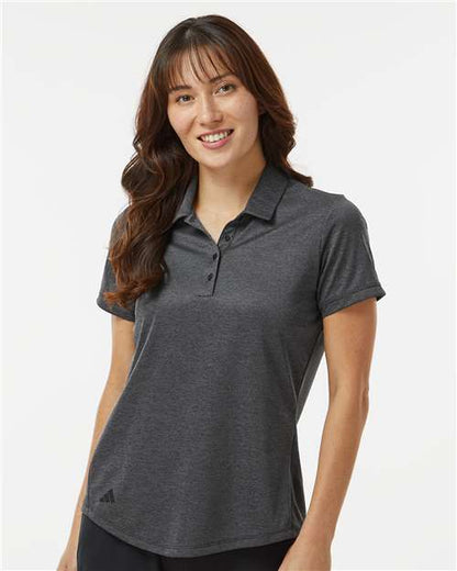 adidas A592 Women's Space Dyed Polo - Black Melange - OnModelFront